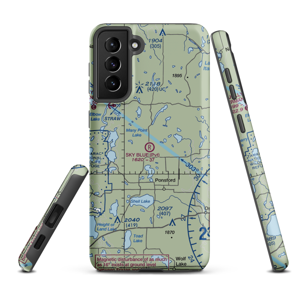 Sky Blue Airfield (6MN0) VFR Sectional Samsung Phone Case Samsung Galaxy S21 FE model shown