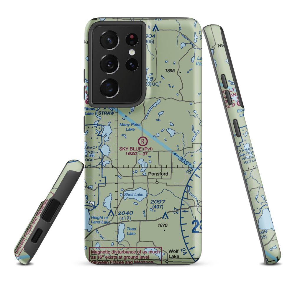 Sky Blue Airfield (6MN0) VFR Sectional Samsung Phone Case Samsung Galaxy S21 Ultra model shown