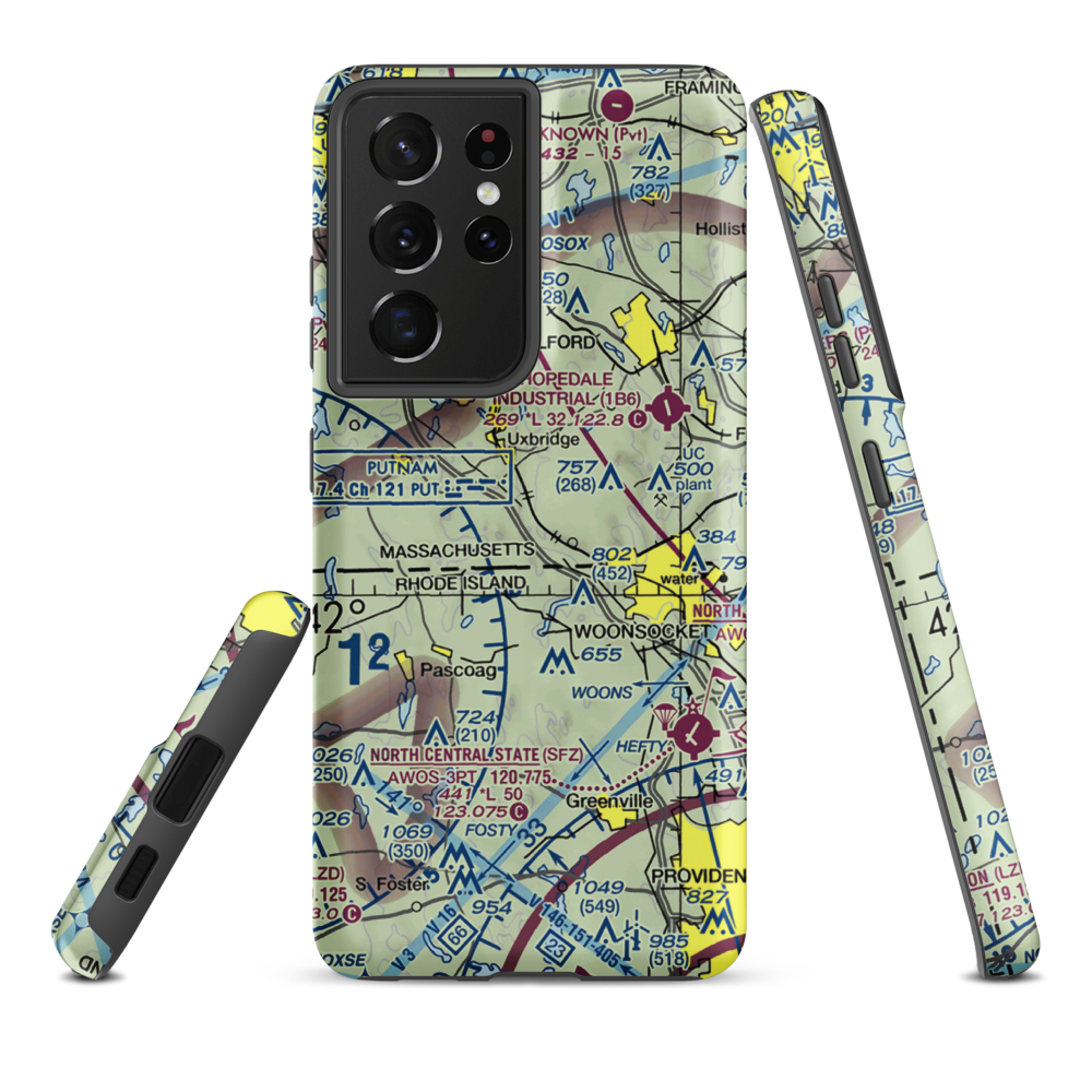 Sky Glen Airport (MA75) VFR Sectional Samsung Phone Case Samsung Galaxy S21 Plus model shown