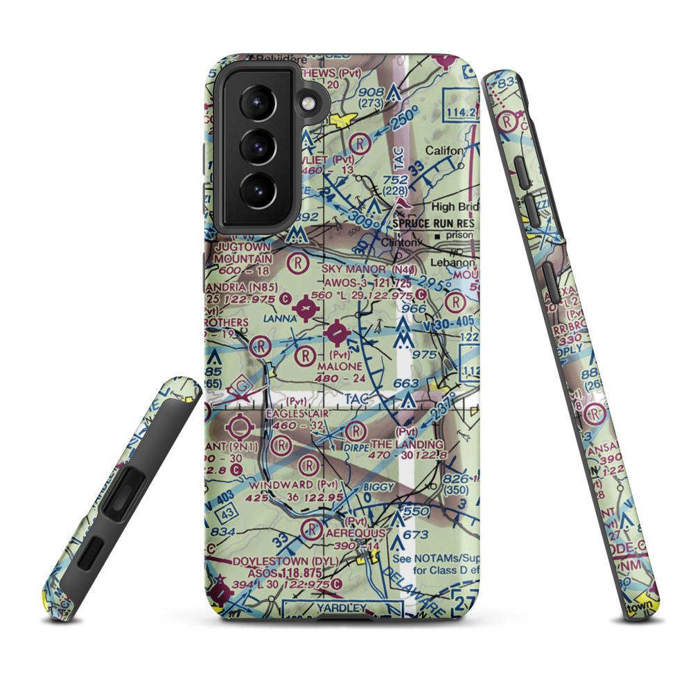 Sky Manor Airport (N40) VFR Sectional Samsung Phone Case Samsung Galaxy S21 Plus model shown