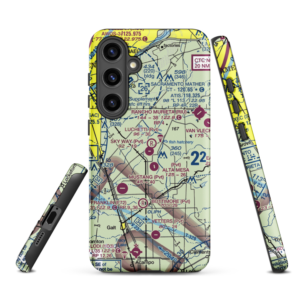 Sky Way Estates Airport (CL04) VFR Sectional Samsung Phone Case Samsung Galaxy S24 Plus model shown