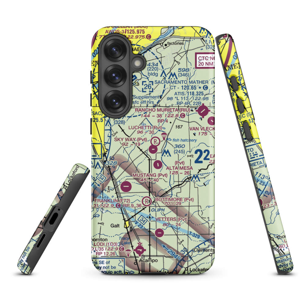 Sky Way Estates Airport (CL04) VFR Sectional Samsung Phone Case Samsung Galaxy S25 Plus model shown