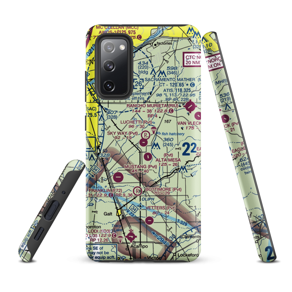 Sky Way Estates Airport (CL04) VFR Sectional Samsung Phone Case Samsung Galaxy S20 FE model shown