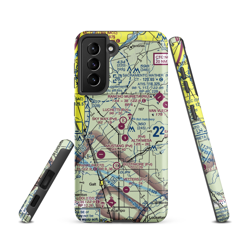 Sky Way Estates Airport (CL04) VFR Sectional Samsung Phone Case Samsung Galaxy S21 model shown