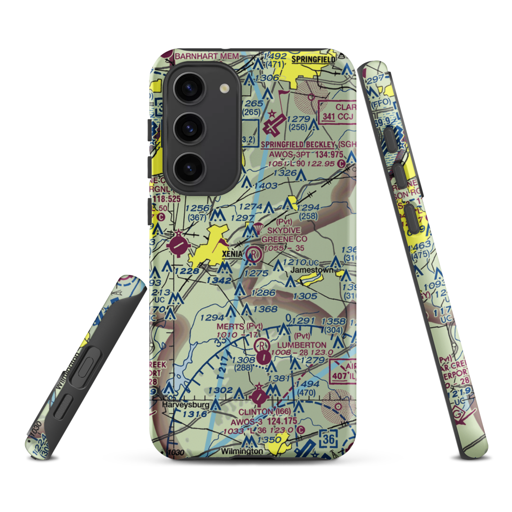 Skydive Greene County Inc Airport (7OA7) VFR Sectional Samsung Phone Case Samsung Galaxy S23 Plus model shown