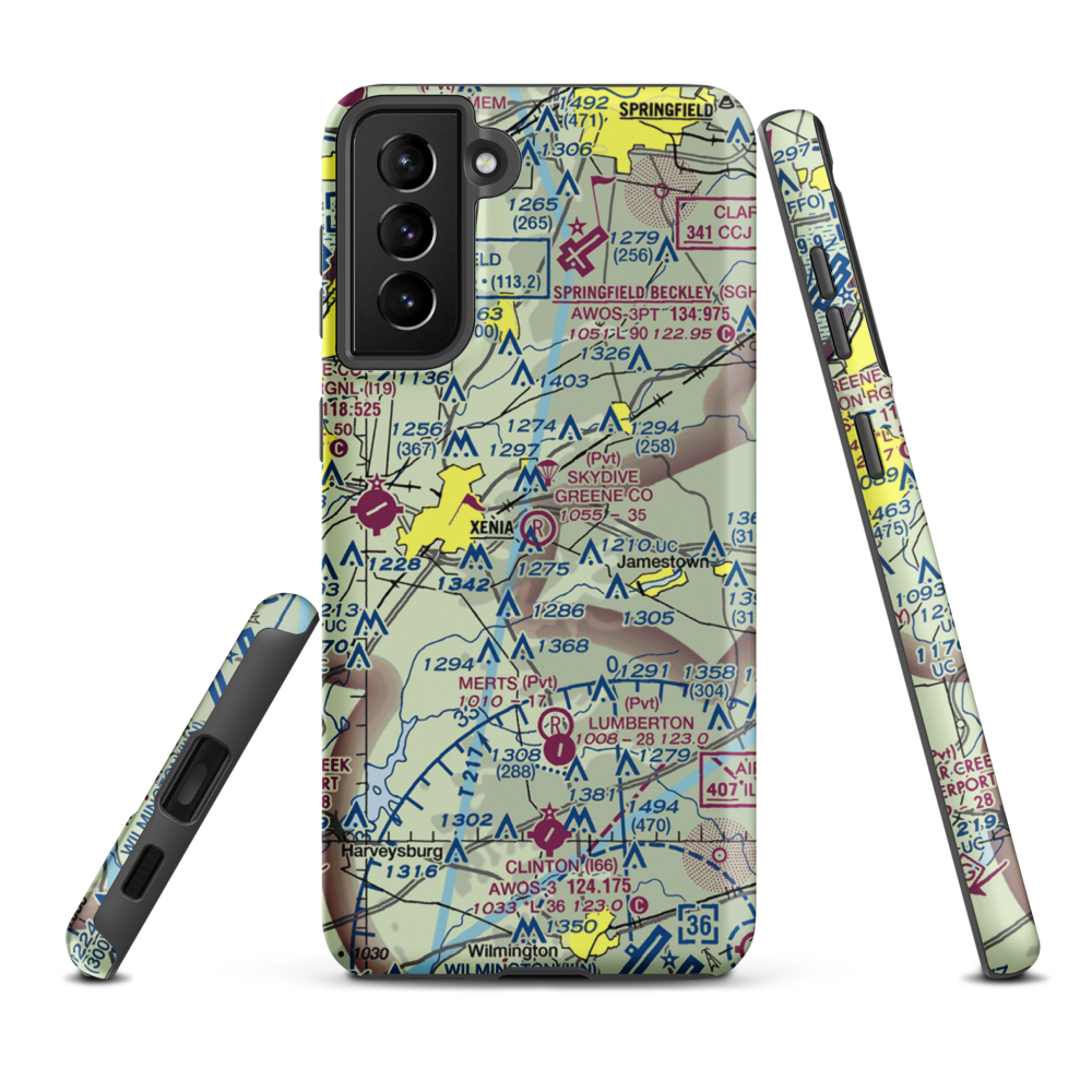 Skydive Greene County Inc Airport (7OA7) VFR Sectional Samsung Phone Case Samsung Galaxy S21 Plus model shown