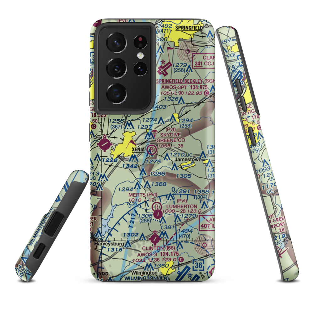 Skydive Greene County Inc Airport (7OA7) VFR Sectional Samsung Phone Case Samsung Galaxy S21 Ultra model shown