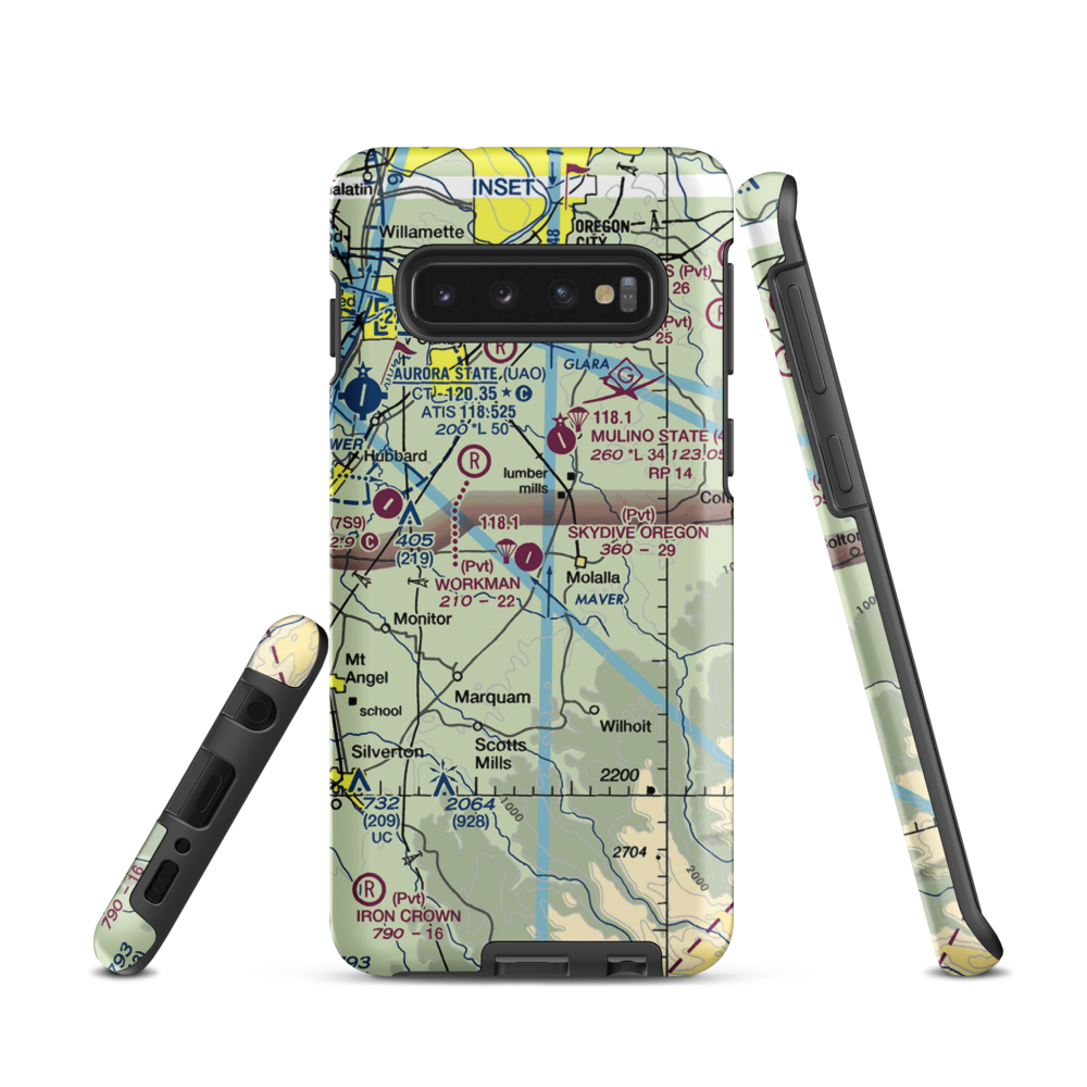 Skydive Oregon Airport (OL05) VFR Sectional Samsung Phone Case Samsung Galaxy S10 model shown