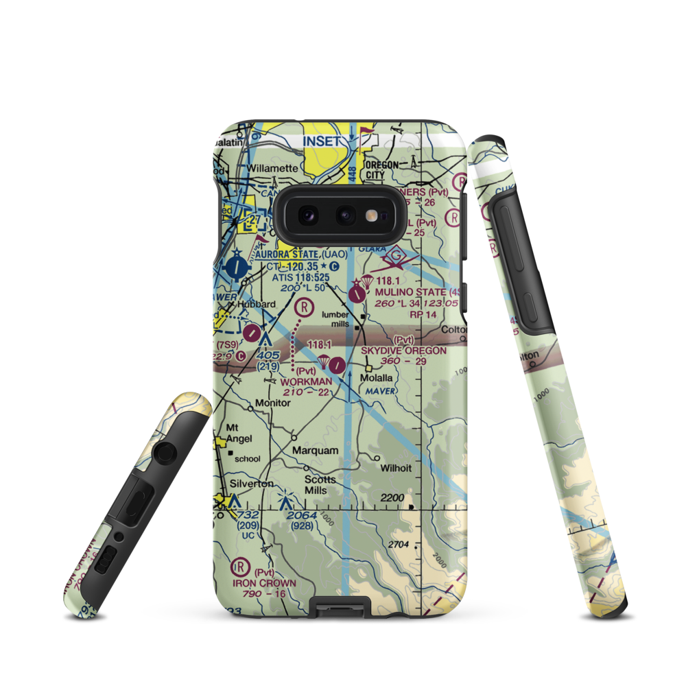 Skydive Oregon Airport (OL05) VFR Sectional Samsung Phone Case Samsung Galaxy S10 Plus model shown