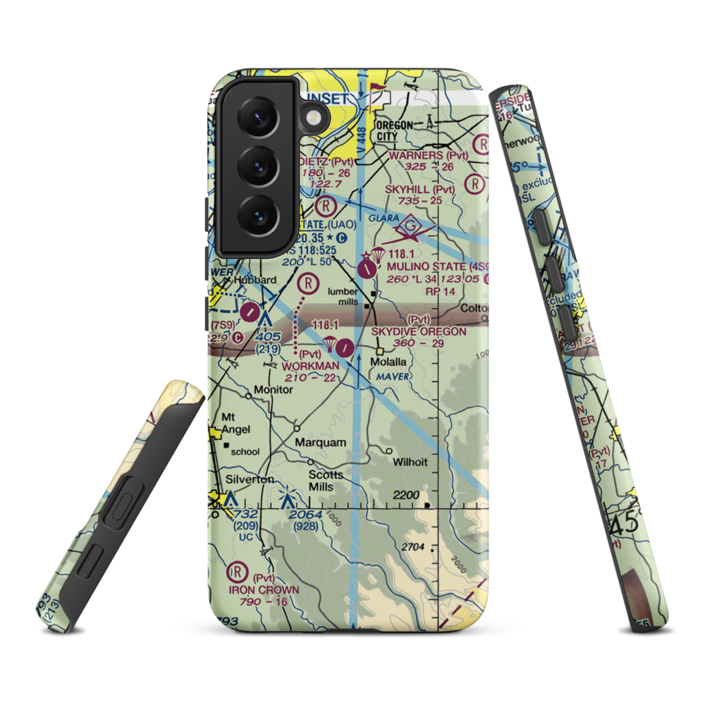 Skydive Oregon Airport (OL05) VFR Sectional Samsung Phone Case Samsung Galaxy S22 Plus model shown