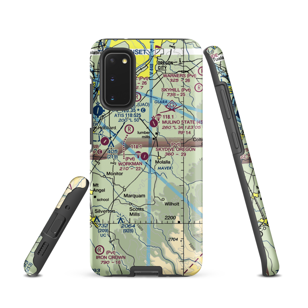 Skydive Oregon Airport (OL05) VFR Sectional Samsung Phone Case Samsung Galaxy S20 model shown