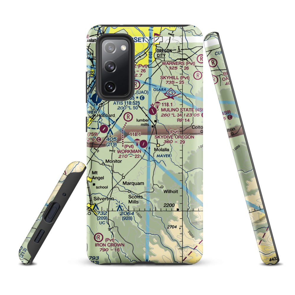 Skydive Oregon Airport (OL05) VFR Sectional Samsung Phone Case Samsung Galaxy S20 FE model shown