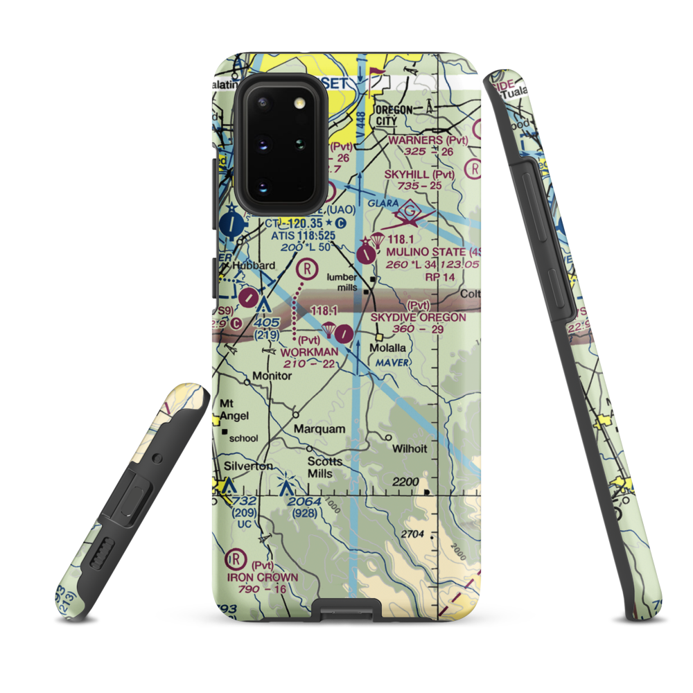 Skydive Oregon Airport (OL05) VFR Sectional Samsung Phone Case Samsung Galaxy S20 Plus model shown
