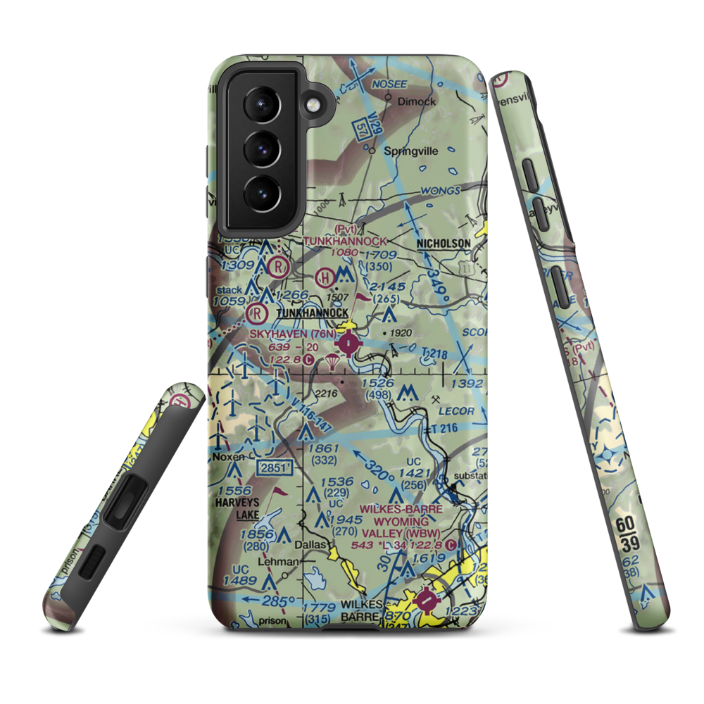 Skyhaven Airport (76N) VFR Sectional Samsung Phone Case Samsung Galaxy S21 Plus model shown
