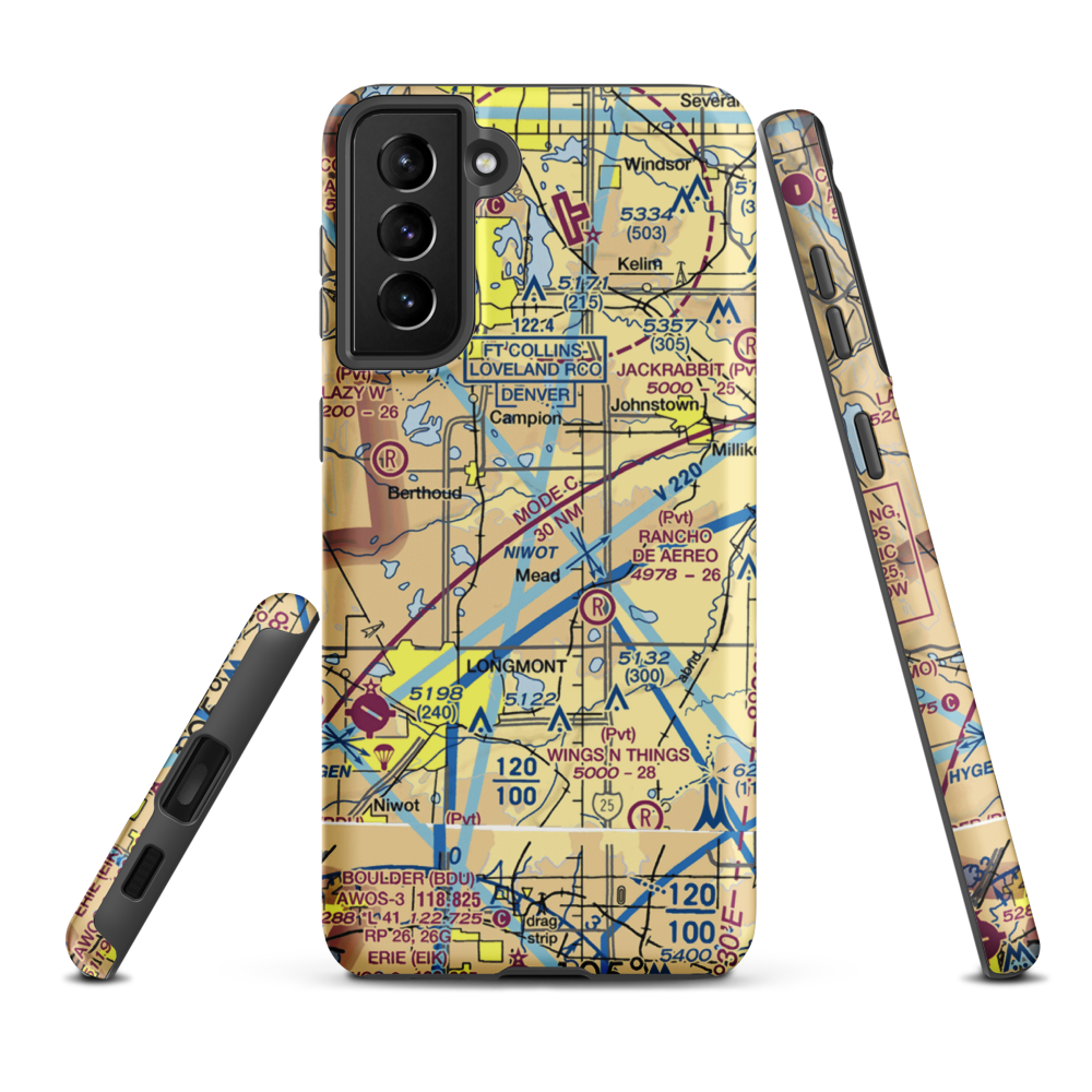 Skylane Ranch Airport (17CO) VFR Sectional Samsung Phone Case Samsung Galaxy S21 Plus model shown