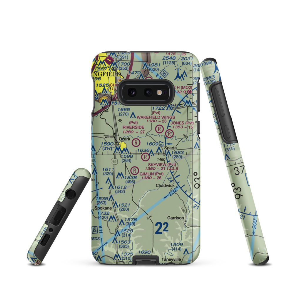 Skyview Airport (MU70) VFR Sectional Samsung Phone Case Samsung Galaxy S10e model shown