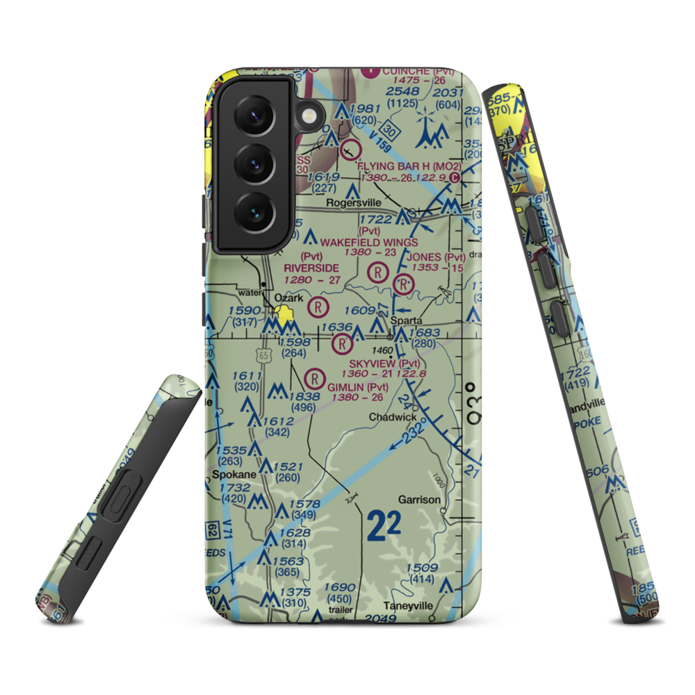 Skyview Airport (MU70) VFR Sectional Samsung Phone Case Samsung Galaxy S22 Plus model shown