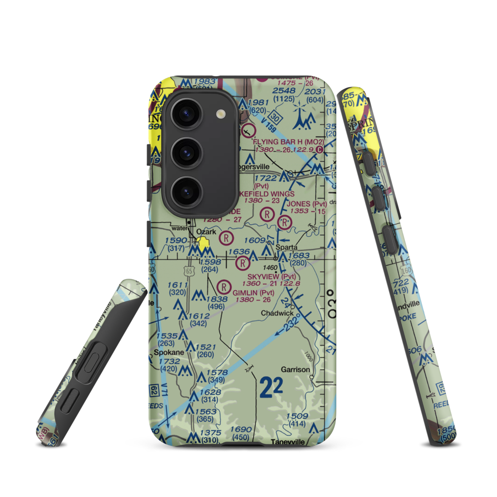 Skyview Airport (MU70) VFR Sectional Samsung Phone Case Samsung Galaxy S23 model shown