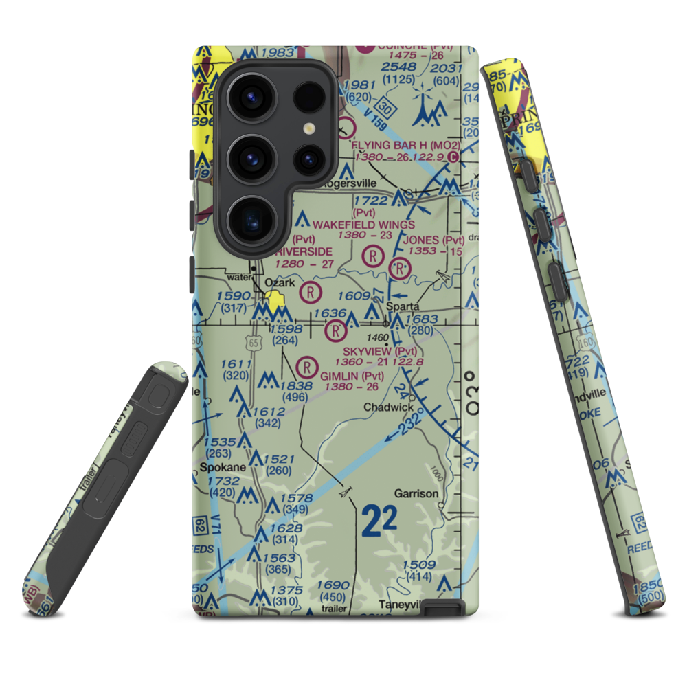 Skyview Airport (MU70) VFR Sectional Samsung Phone Case Samsung Galaxy S23 Ultra model shown