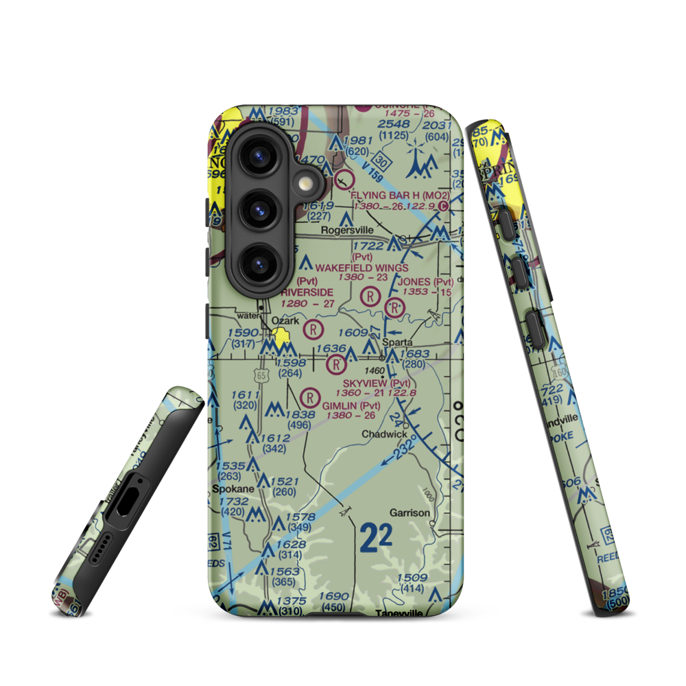 Skyview Airport (MU70) VFR Sectional Samsung Phone Case Samsung Galaxy S24 model shown
