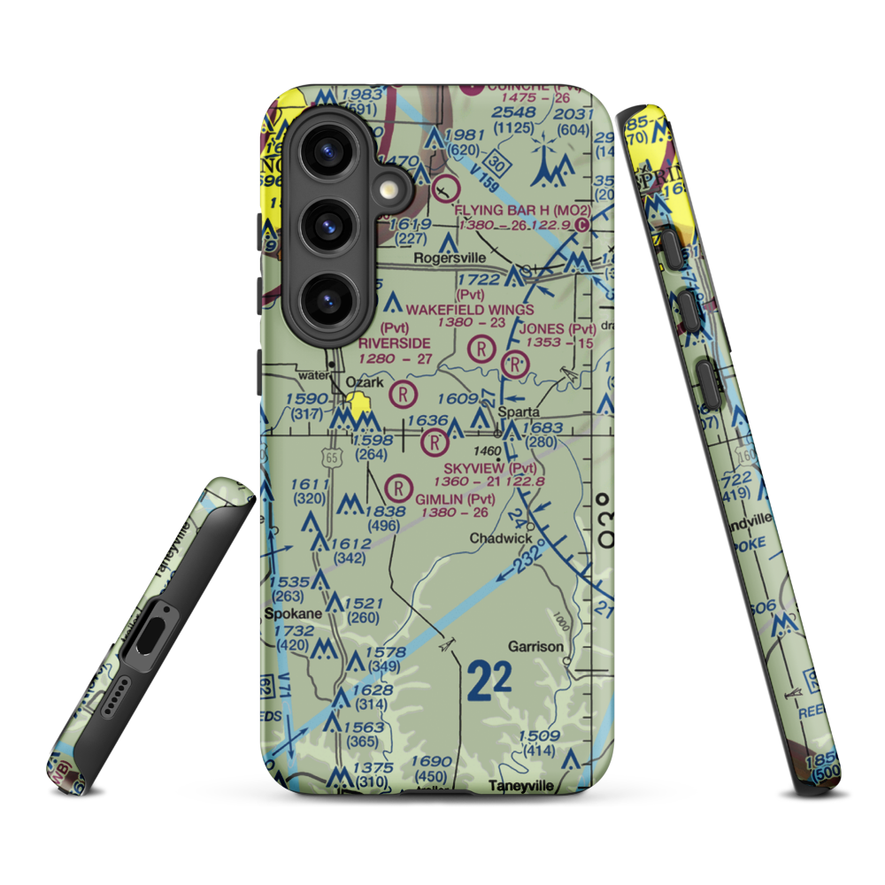 Skyview Airport (MU70) VFR Sectional Samsung Phone Case Samsung Galaxy S24 Plus model shown
