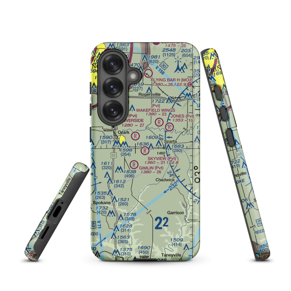 Skyview Airport (MU70) VFR Sectional Samsung Phone Case Samsung Galaxy S25 model shown