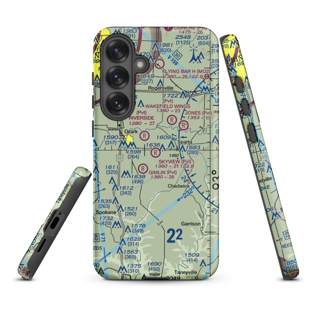 Skyview Airport (MU70) VFR Sectional Samsung Phone Case Samsung Galaxy S25 Plus model shown
