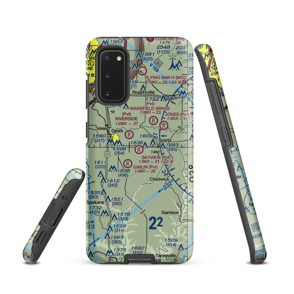 Skyview Airport (MU70) VFR Sectional Samsung Phone Case Samsung Galaxy S20 model shown