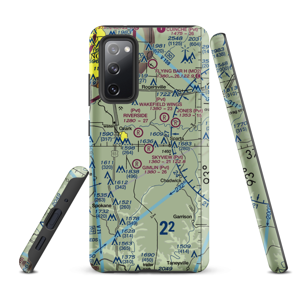 Skyview Airport (MU70) VFR Sectional Samsung Phone Case Samsung Galaxy S20 FE model shown