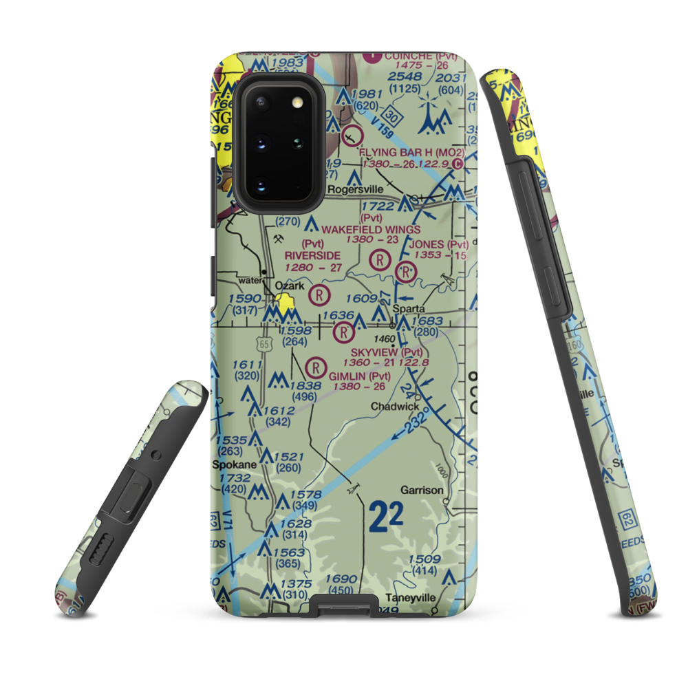 Skyview Airport (MU70) VFR Sectional Samsung Phone Case Samsung Galaxy S20 Plus model shown