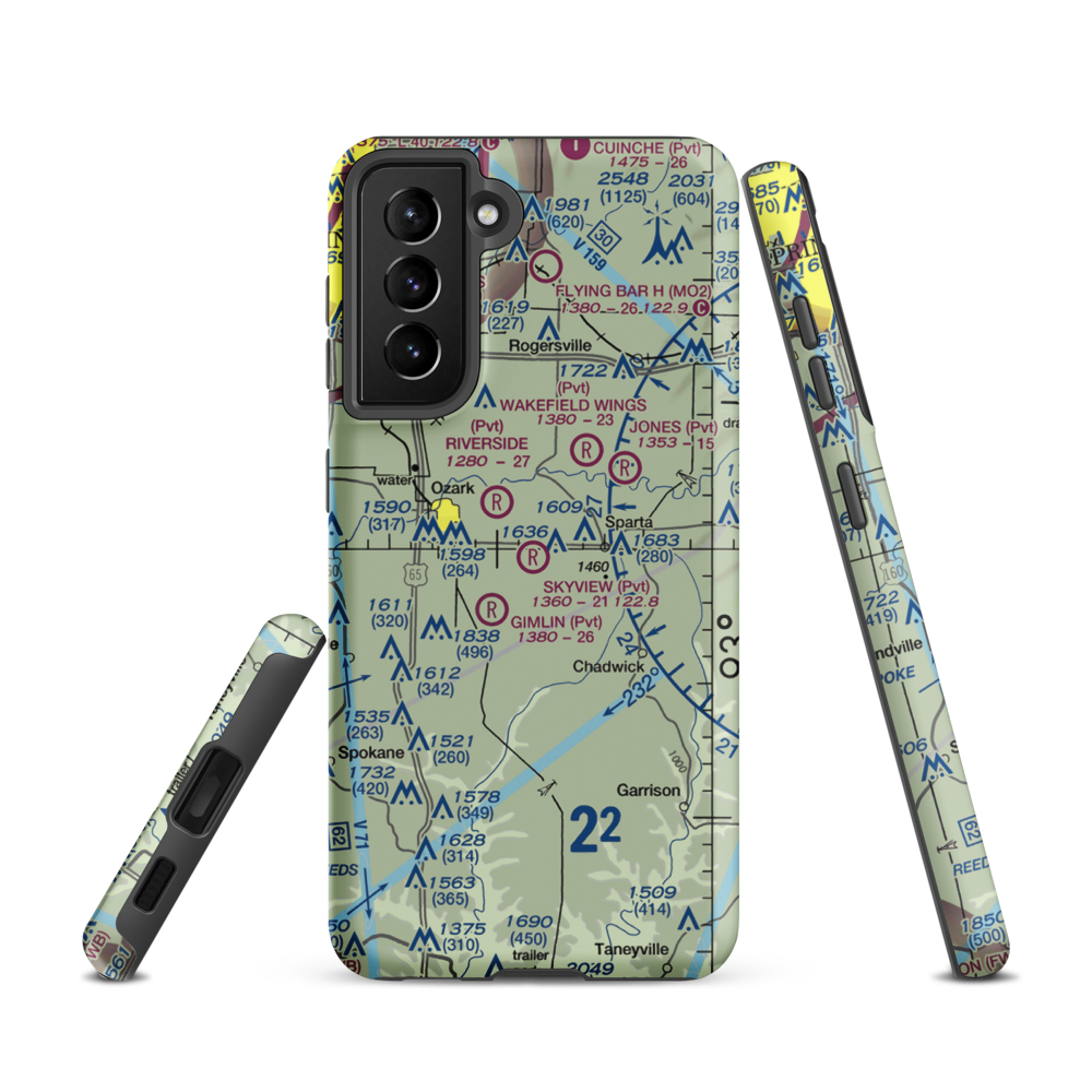 Skyview Airport (MU70) VFR Sectional Samsung Phone Case Samsung Galaxy S21 model shown