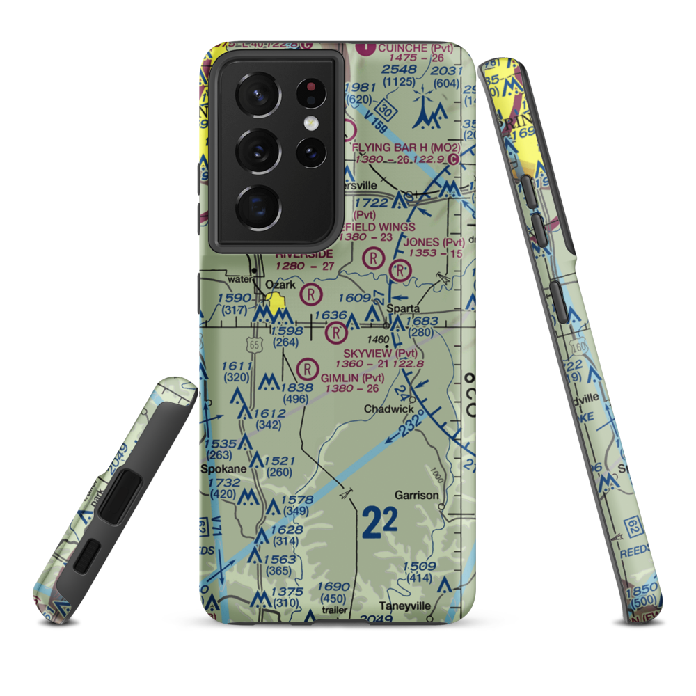 Skyview Airport (MU70) VFR Sectional Samsung Phone Case Samsung Galaxy S21 Plus model shown