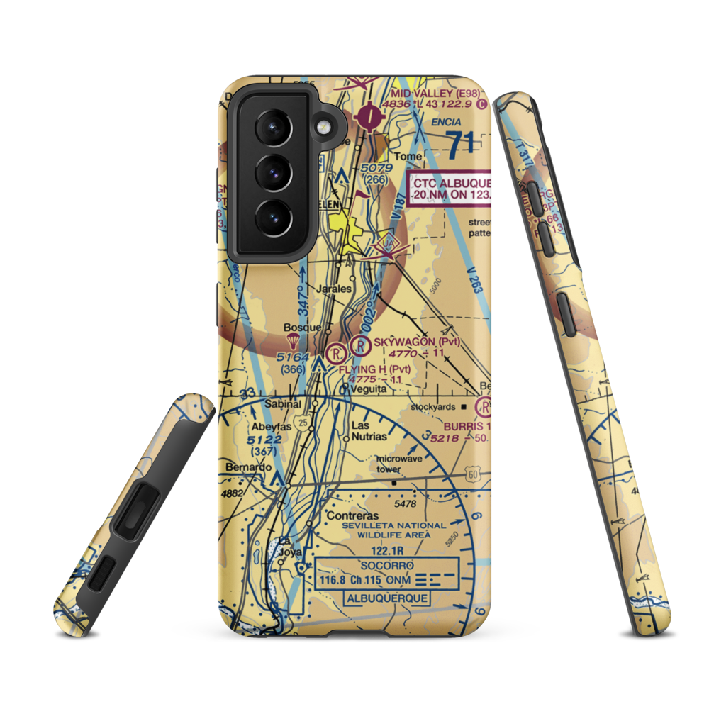 Skywagon Farm Airport (NM88) VFR Sectional Samsung Phone Case Samsung Galaxy S21 FE model shown