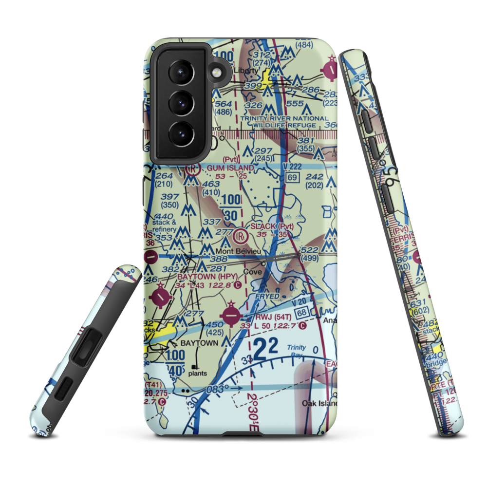 Slack Airport (4TX0) VFR Sectional Samsung Phone Case Samsung Galaxy S21 Plus model shown