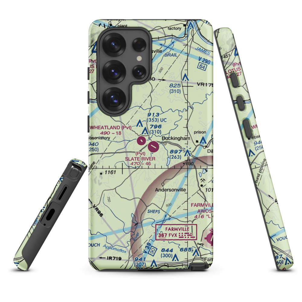 Slate River Ranch Airport (8VA1) VFR Sectional Samsung Phone Case Samsung Galaxy S25 Ultra model shown