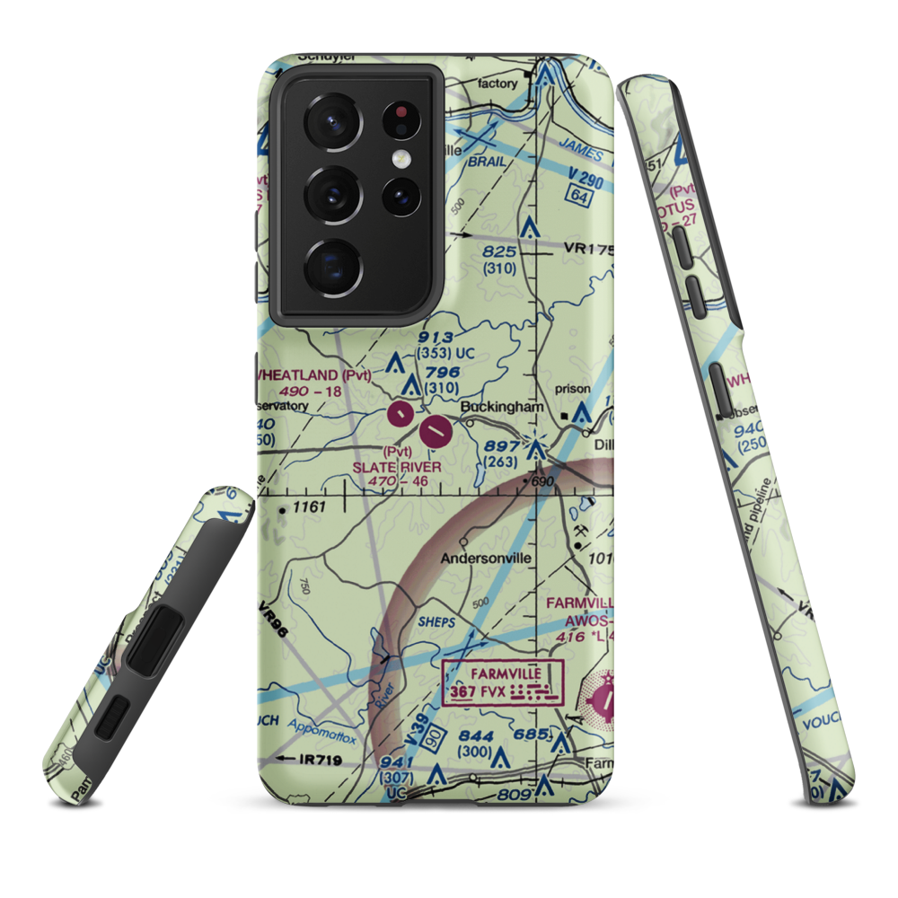 Slate River Ranch Airport (8VA1) VFR Sectional Samsung Phone Case Samsung Galaxy S21 Ultra model shown
