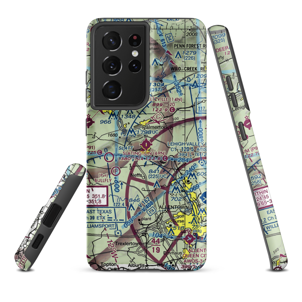 Slatington Airport (69N) VFR Sectional Samsung Phone Case Samsung Galaxy S21 Ultra model shown