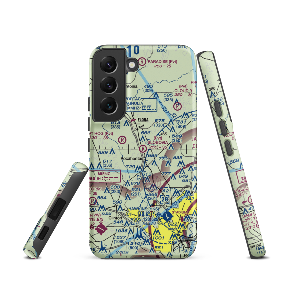 Slobovia Outernational Airport (MS71) VFR Sectional Samsung Phone Case Samsung Galaxy S22 model shown