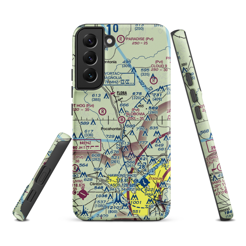 Slobovia Outernational Airport (MS71) VFR Sectional Samsung Phone Case Samsung Galaxy S22 Plus model shown