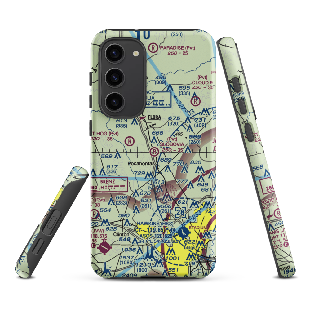 Slobovia Outernational Airport (MS71) VFR Sectional Samsung Phone Case Samsung Galaxy S23 Plus model shown