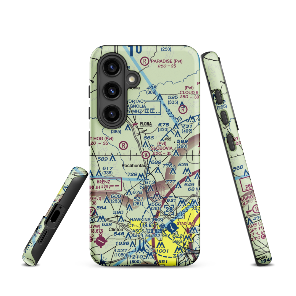Slobovia Outernational Airport (MS71) VFR Sectional Samsung Phone Case Samsung Galaxy S24 model shown