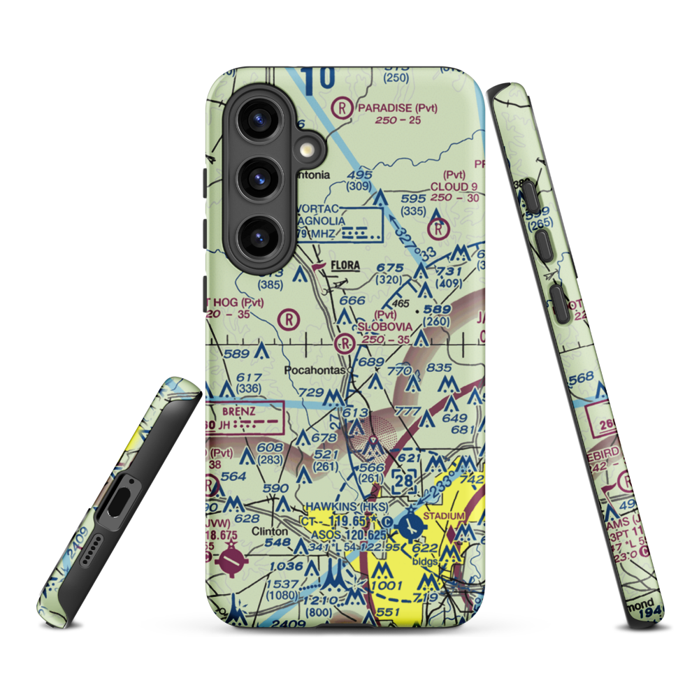 Slobovia Outernational Airport (MS71) VFR Sectional Samsung Phone Case Samsung Galaxy S24 Plus model shown