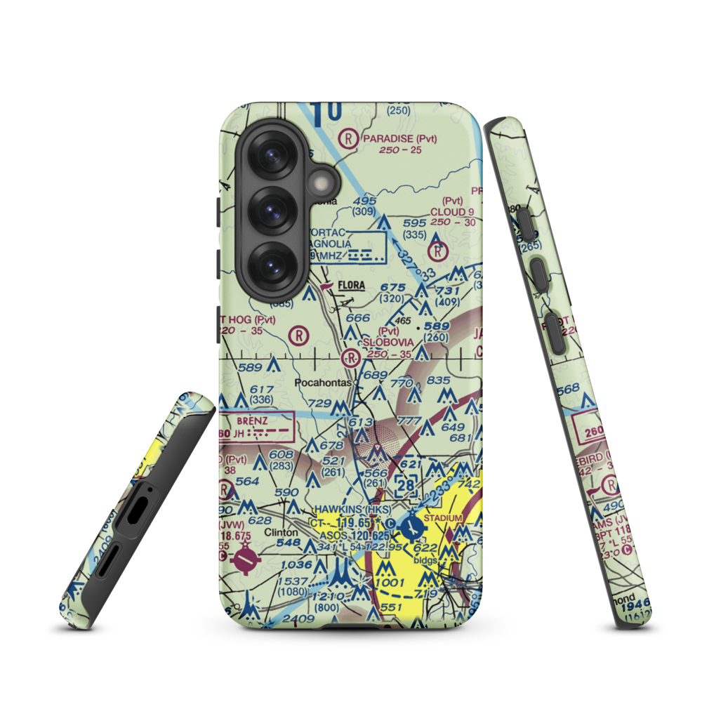 Slobovia Outernational Airport (MS71) VFR Sectional Samsung Phone Case Samsung Galaxy S25 model shown