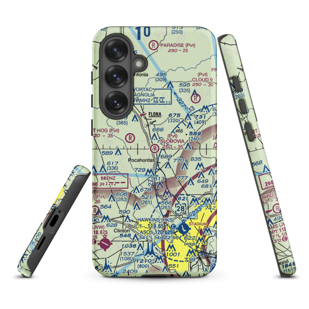 Slobovia Outernational Airport (MS71) VFR Sectional Samsung Phone Case Samsung Galaxy S25 Plus model shown