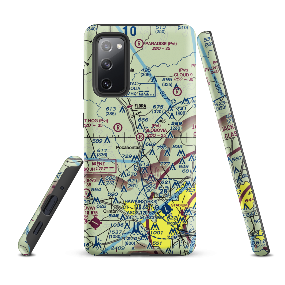Slobovia Outernational Airport (MS71) VFR Sectional Samsung Phone Case Samsung Galaxy S20 FE model shown