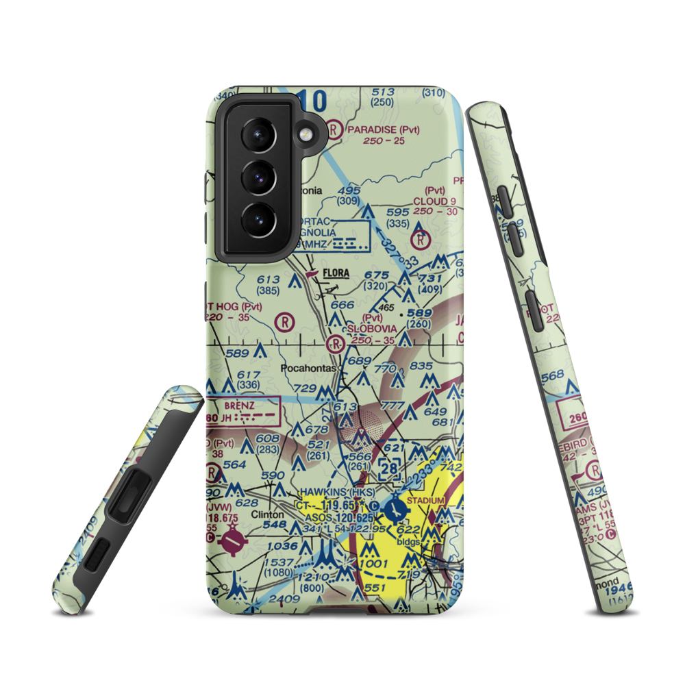 Slobovia Outernational Airport (MS71) VFR Sectional Samsung Phone Case Samsung Galaxy S21 model shown