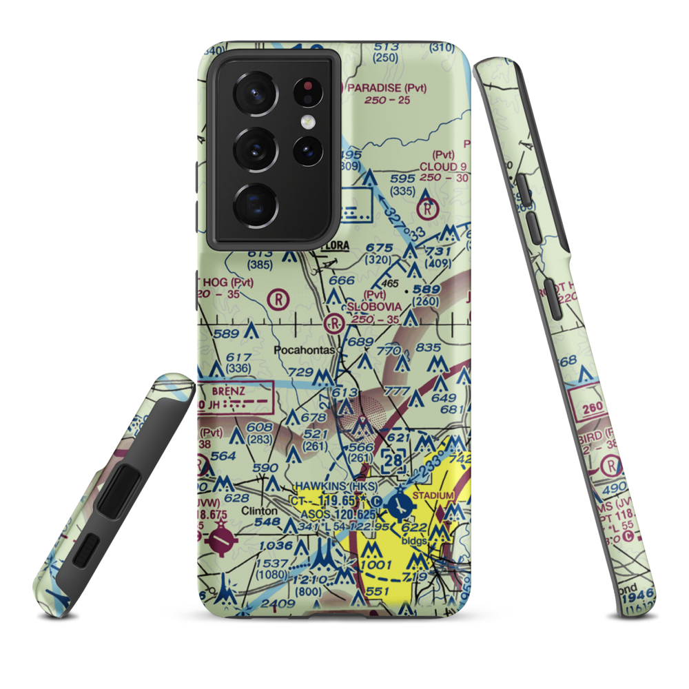 Slobovia Outernational Airport (MS71) VFR Sectional Samsung Phone Case Samsung Galaxy S21 Ultra model shown