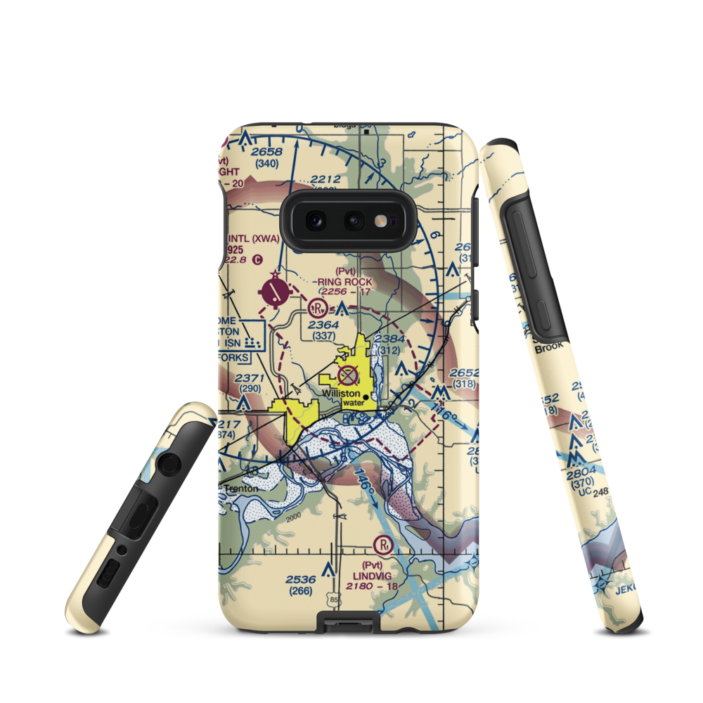 Sloulin Field International Airport (ISN) VFR Sectional Samsung Phone Case Samsung Galaxy S10 Plus model shown