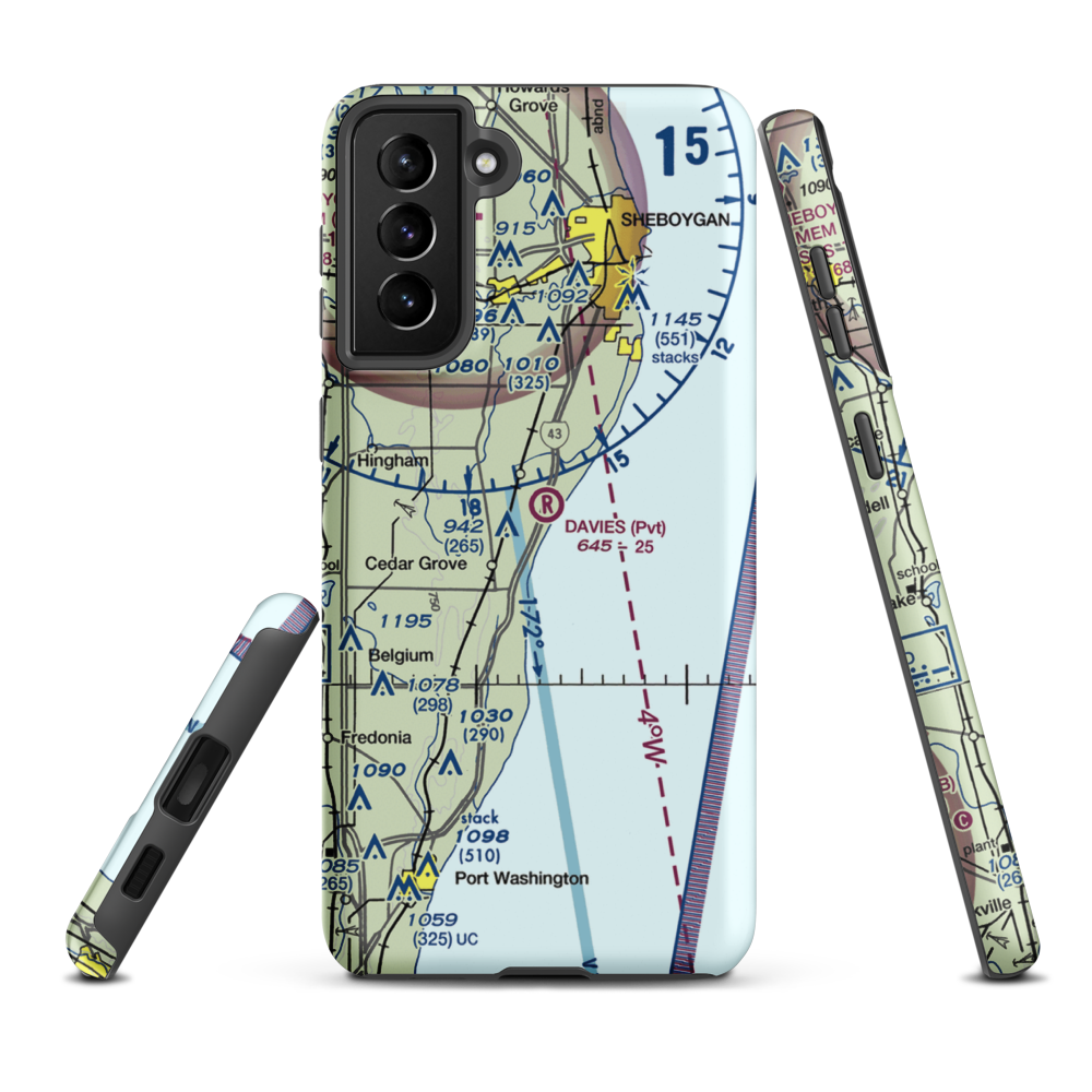 Smies Airport (75WI) VFR Sectional Samsung Phone Case Samsung Galaxy S21 FE model shown
