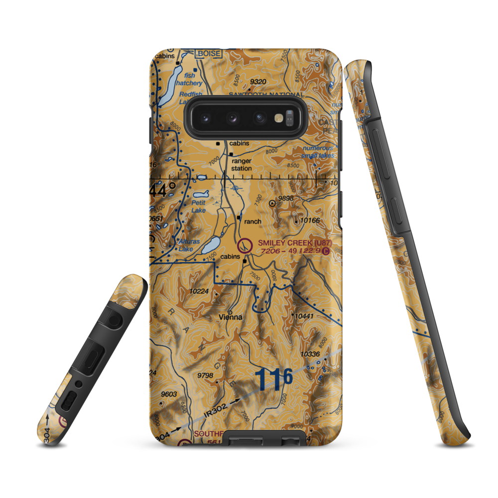 Smiley Creek Airport (U87) VFR Sectional Samsung Phone Case Samsung Galaxy S10 Plus model shown